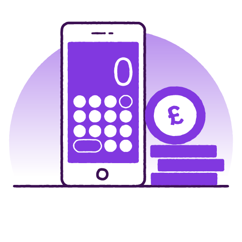 Calculator and pound coins